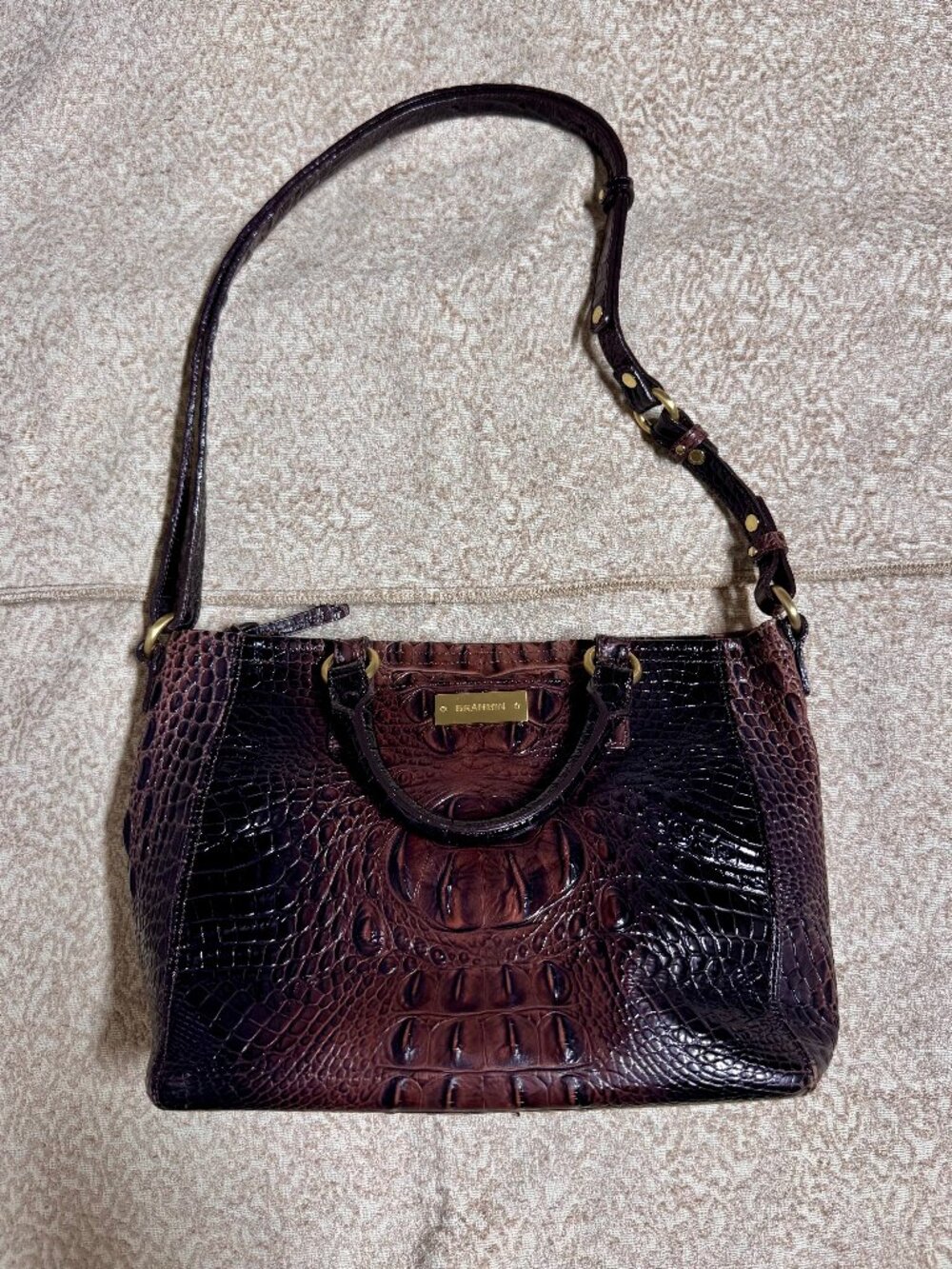 Brahmin Asher Mini Croc Embossed Leather Shoulder Tote